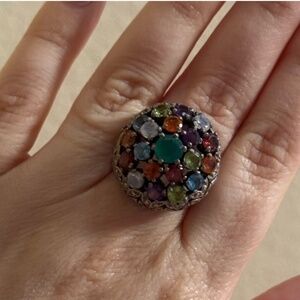 Vintage Nicky Butler Sterling Silver Multi Gemstone Dome Ring Size 8